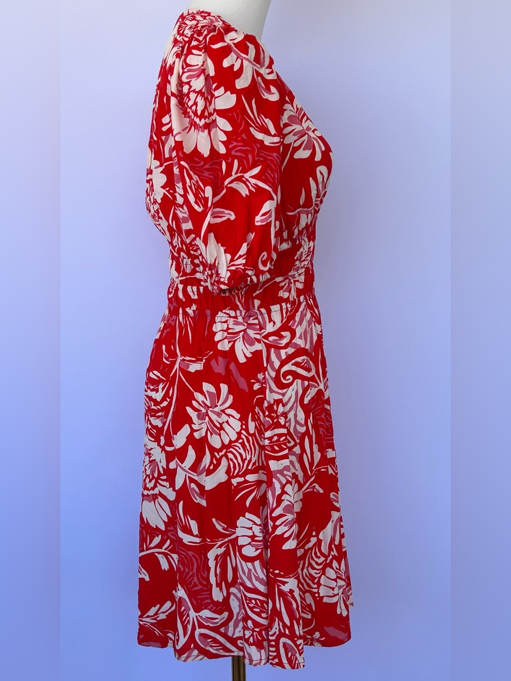 Abel the Label Anthropologie Boho Floral Pouf Sleeve Dress Smocked‎ Waist Small - Picture 4 of 10